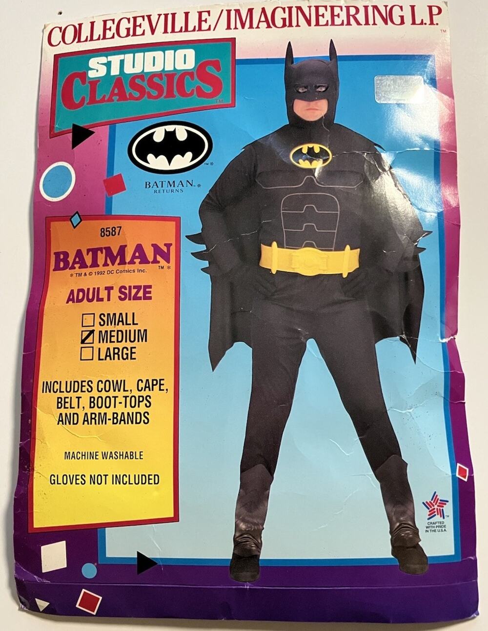 Vintage 1992 Studio Classics Adult Batman Costume Size M. Made In USA. Read.